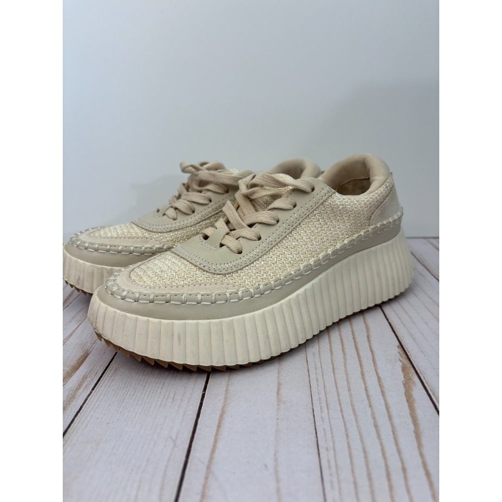Dolce Vita Women's Daran Wedge Sneaker Ivory Cushioned Platform Size 6M